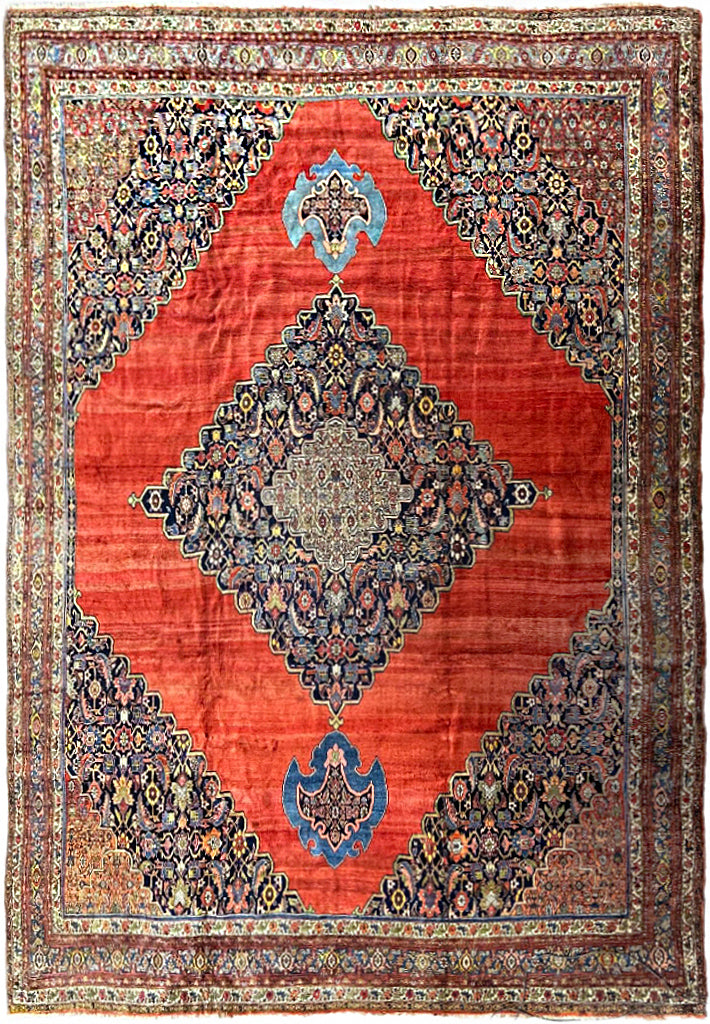 14.9 x 18.6 1900's Unusual ANTIQUE Large Handmade Persian BIJAR Rug Pix-330