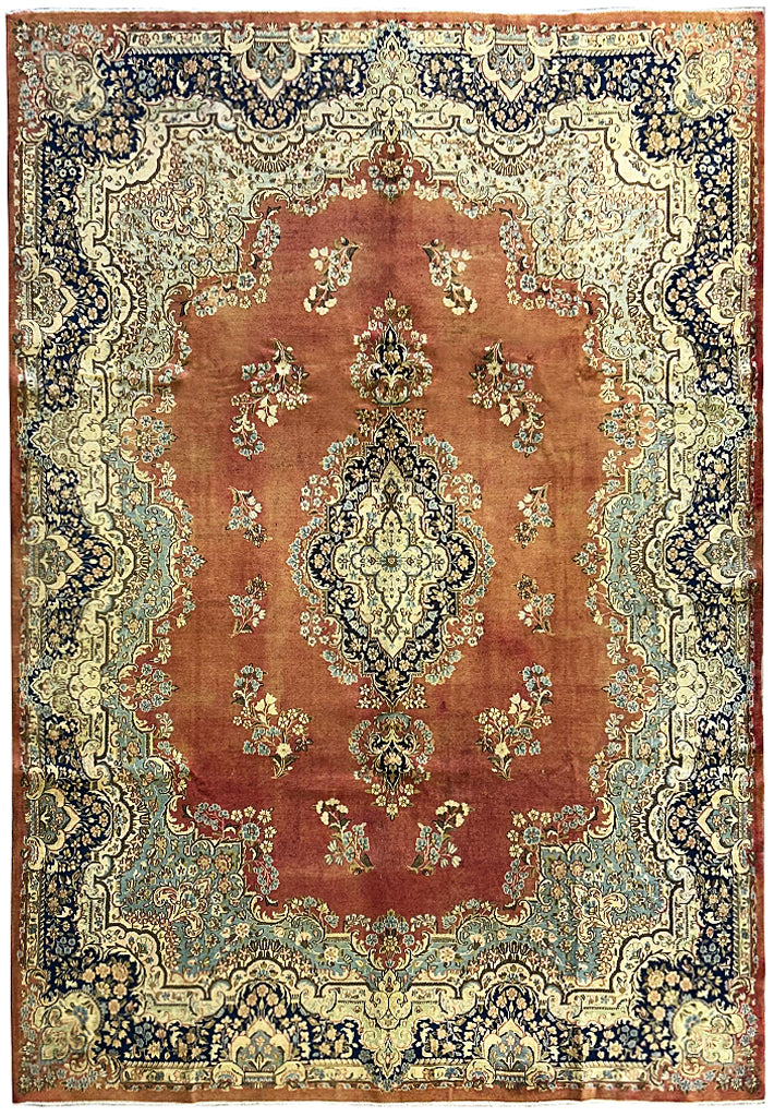 9.3 x 13.6 Semi-Antique Persian Kerman Estate Rug #F-4000