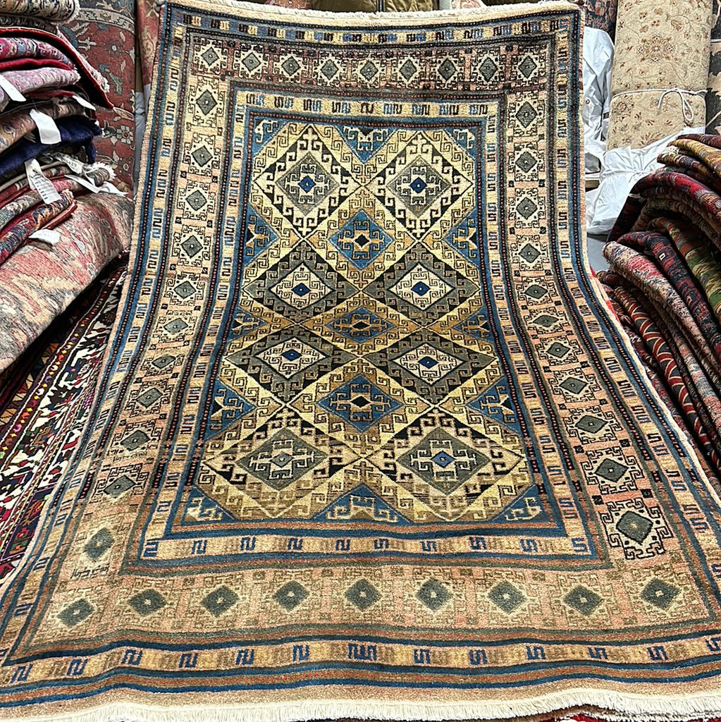 4' x 8' Tan-Brown-Semi-Antique-Russian-Kazak-Runner.jpg