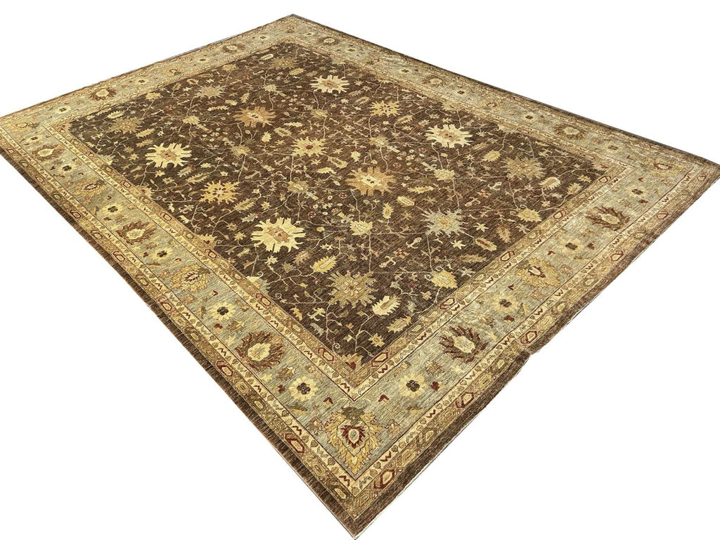 13.9 x 18.6 Brown Chobi Peshawar Large Unusual Sized Rug 14489