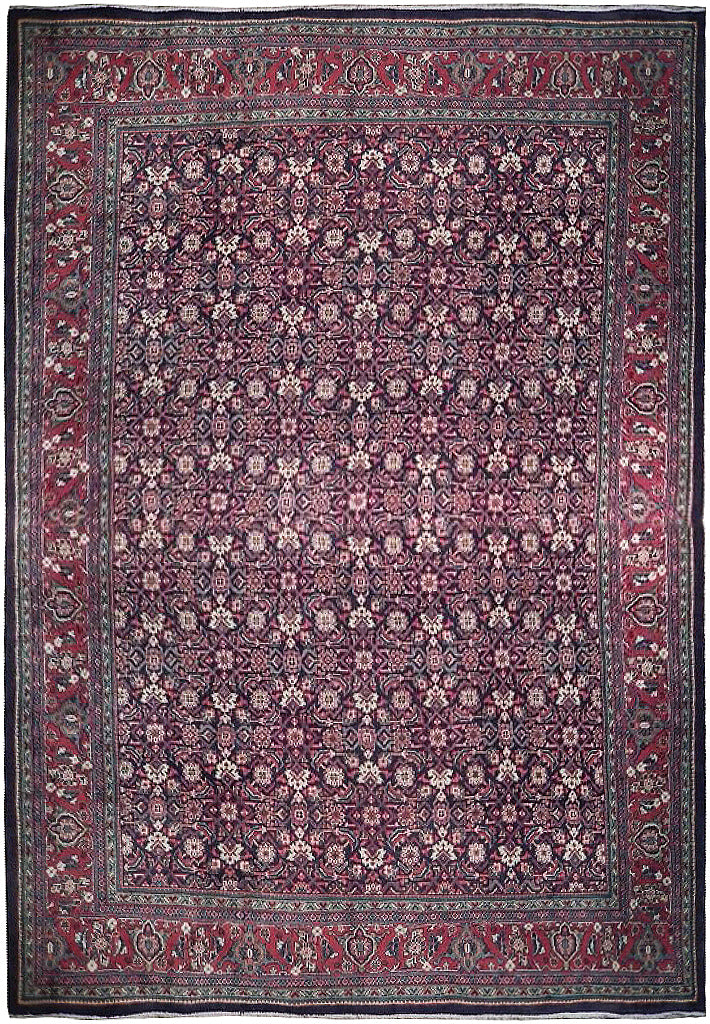 9.8 x 13.2 Handmade Traditional Semi Antique Persian Herati Rug 74466