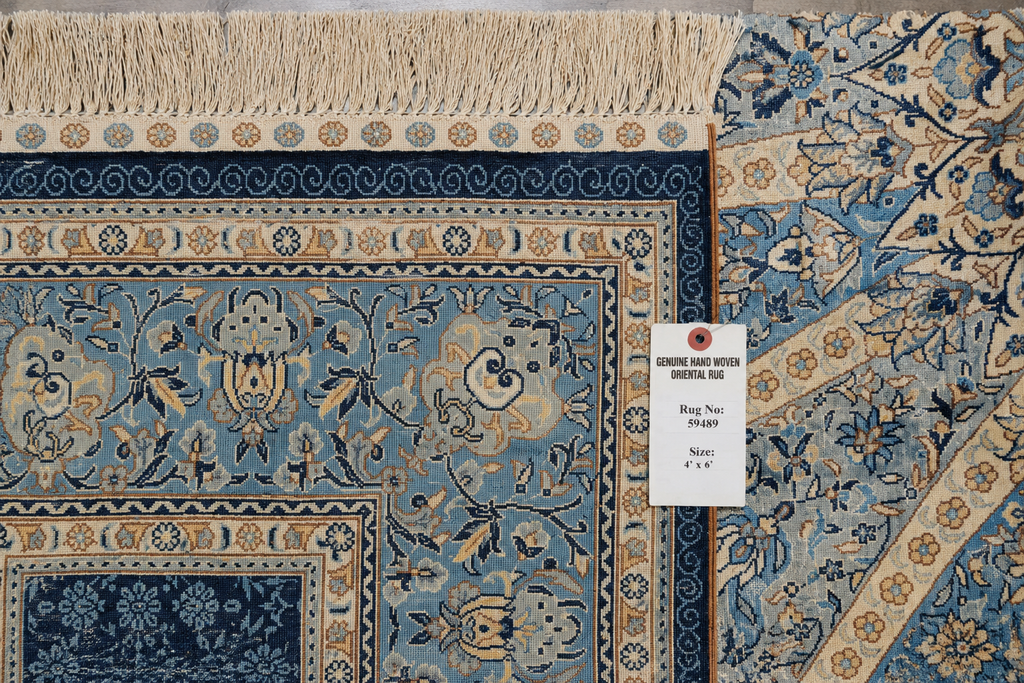 4 x 6 Elegant Radiant Starburst Pattern Handmade Silk Rug #PIX-59489