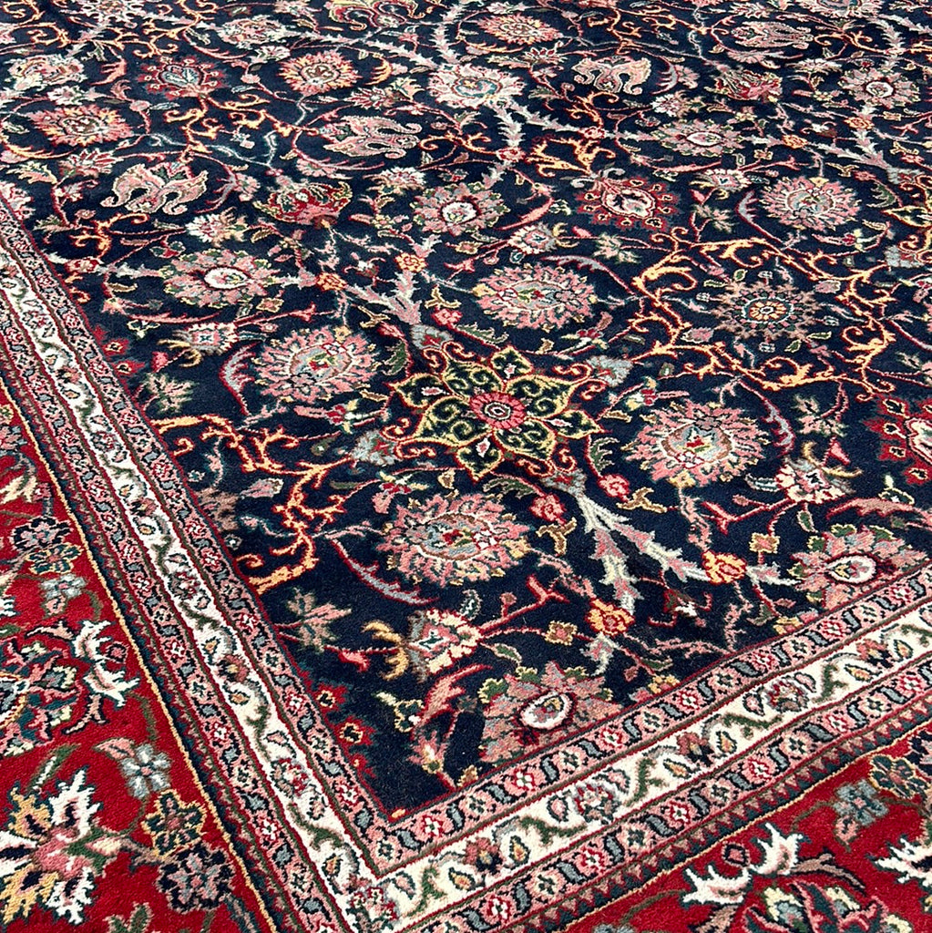 10 x 13.8 Dark Navy Blue Purple Handmade Tabriz Style Rug 1011