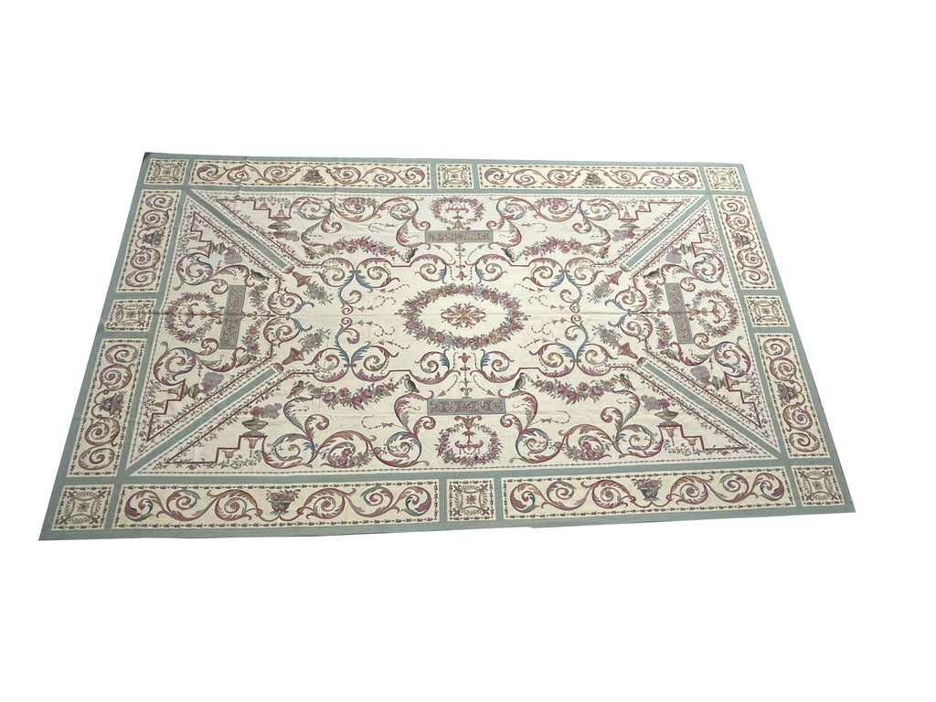 14.10 x 25.3 Large Mansion Size French Aubusson Flat weave Rug #F-6389