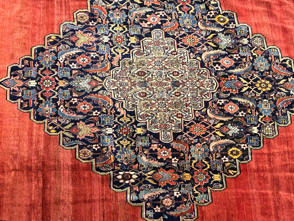 14.9 x 18.6 1900's Unusual ANTIQUE Large Handmade Persian BIJAR Rug Pix-330