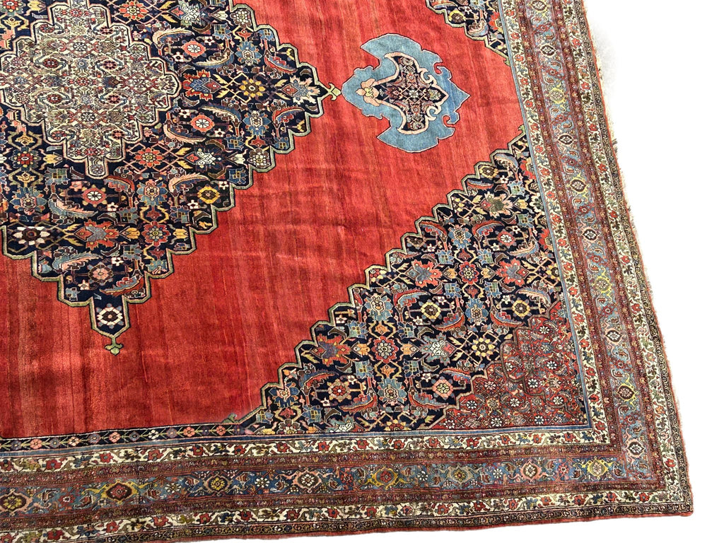 14.9 x 18.6 1900's Unusual ANTIQUE Large Handmade Persian BIJAR Rug Pix-330