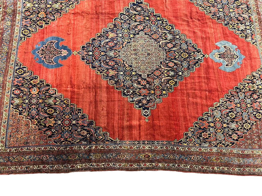 14.9 x 18.6 1900's Unusual ANTIQUE Large Handmade Persian BIJAR Rug Pix-330