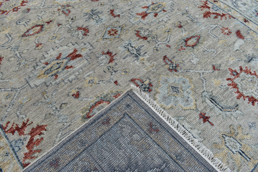 8x10 Gray Oushak Zigler New Handmade Wool Rug, featuring intricate patterns and luxurious texture, perfect for adding elegance and warmth to any modern or traditional interior.