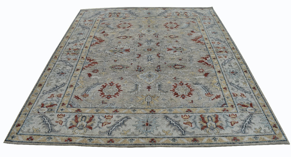 8x10 Gray Oushak Zigler New Handmade Wool Rug, featuring intricate patterns and luxurious texture, perfect for adding elegance and warmth to any modern or traditional interior.