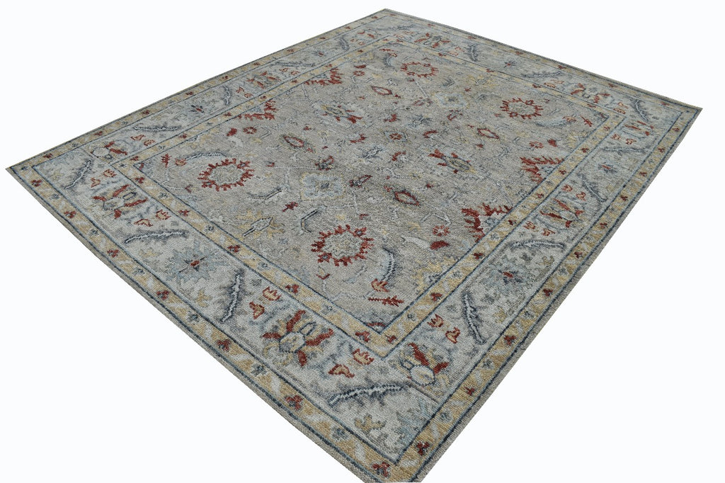 8x10 Gray Oushak Zigler New Handmade Wool Rug, featuring intricate patterns and luxurious texture, perfect for adding elegance and warmth to any modern or traditional interior.
