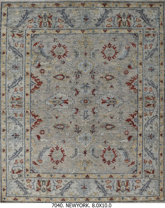 8x10 Gray Oushak Zigler New Handmade Wool Rug, featuring intricate patterns and luxurious texture, perfect for adding elegance and warmth to any modern or traditional interior.