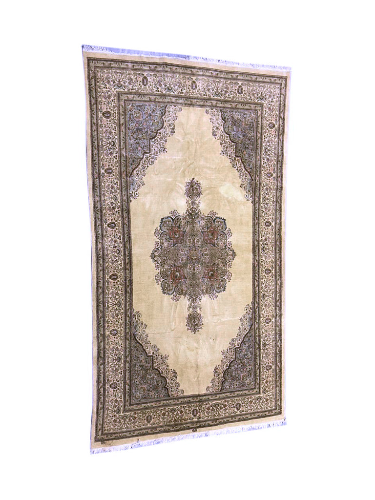 9.3 x 16.6 Large Ivory Semi-Antique Persian Kerman 78868