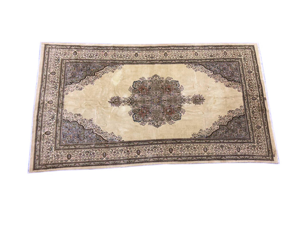 9.3 x 16.6 Large Ivory Semi-Antique Persian Kerman 78868