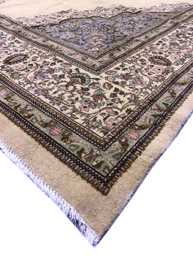 9.3 x 16.6 Large Ivory Semi-Antique Persian Kerman 78868