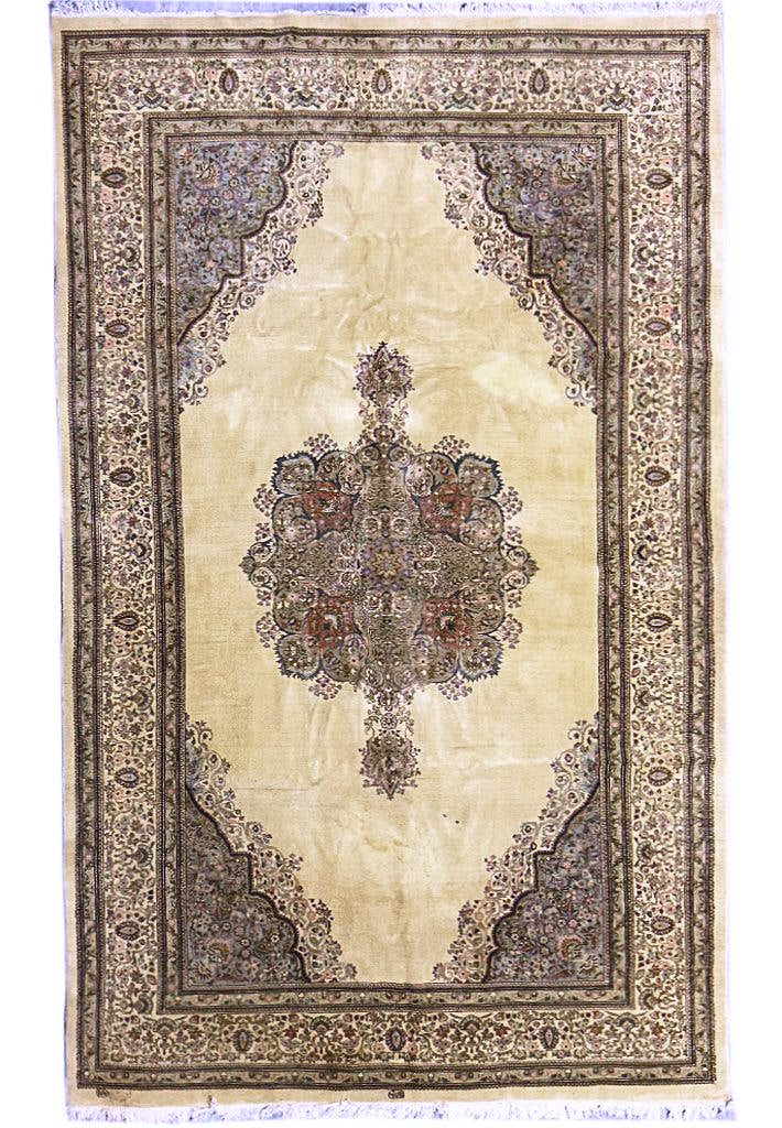9.3 x 16.6 Large Ivory Semi-Antique Persian Kerman 78868