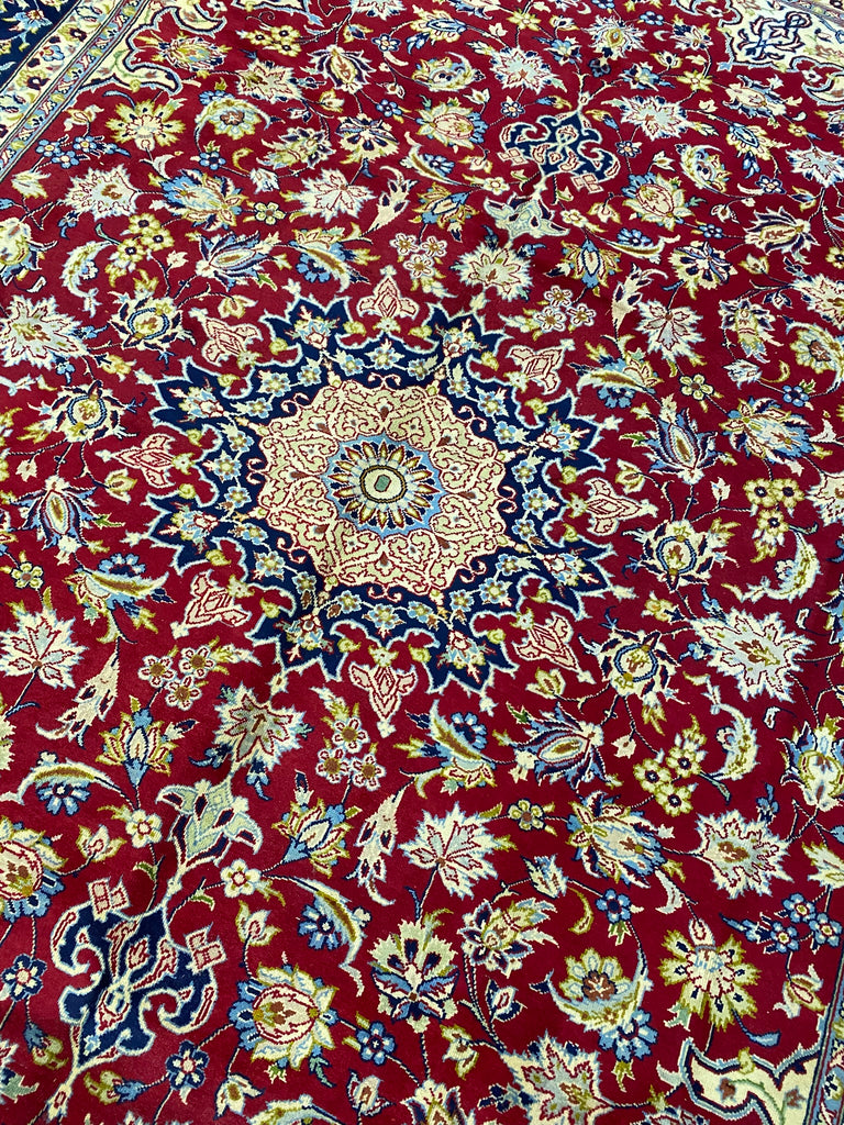 9.5 x 12.8 Nice Persian Esfahan Najafabad Wool Pre-Owned Rug Sale #F-6973