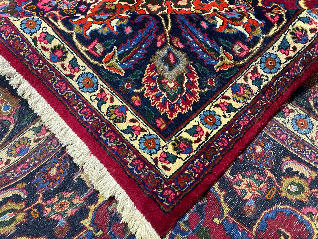9.8 x 10.3 Square Persian Rug Signed Traditional Burgundy Blue #F-6974