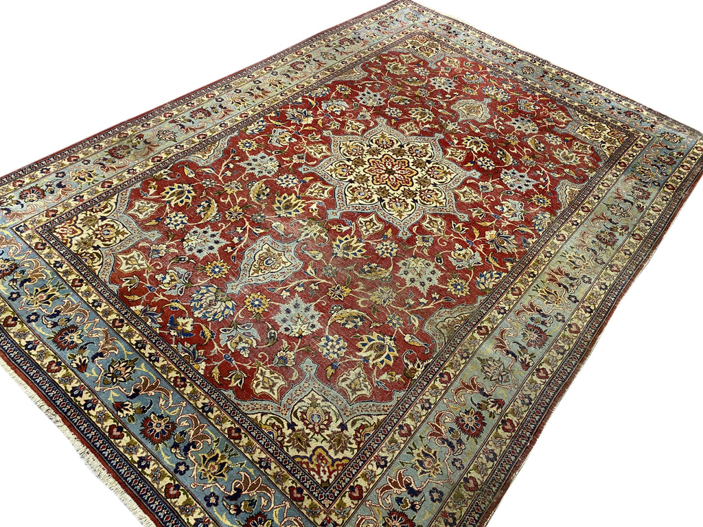 7 x 10 Semi-Antique Persian Tabriz Wool Rug 1970's #F-6397