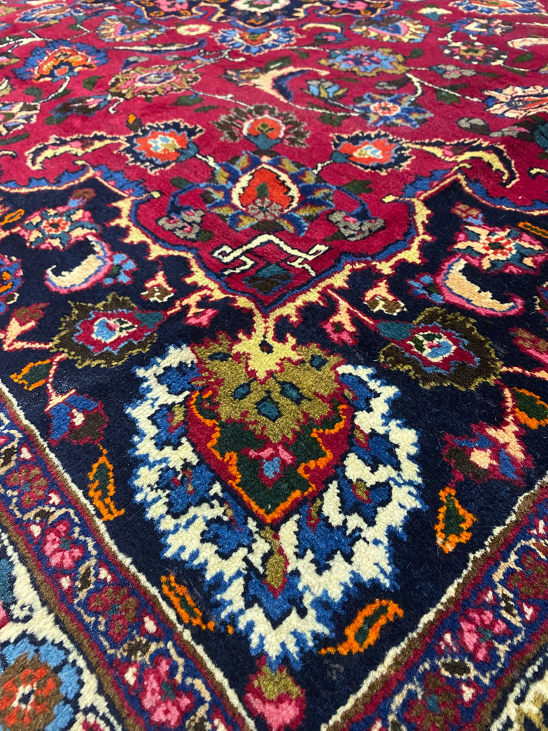 9.8 x 10.3 Square Persian Rug Signed Traditional Burgundy Blue #F-6974