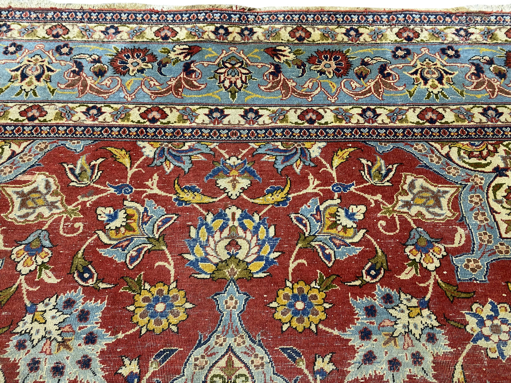 7 x 10 Semi-Antique Persian Tabriz Wool Rug 1970's #F-6397