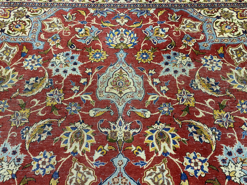 7 x 10 Semi-Antique Persian Tabriz Wool Rug 1970's #F-6397