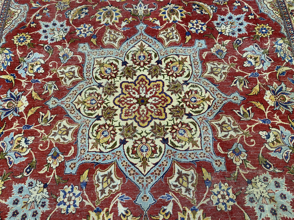 7 x 10 Semi-Antique Persian Tabriz Wool Rug 1970's #F-6397