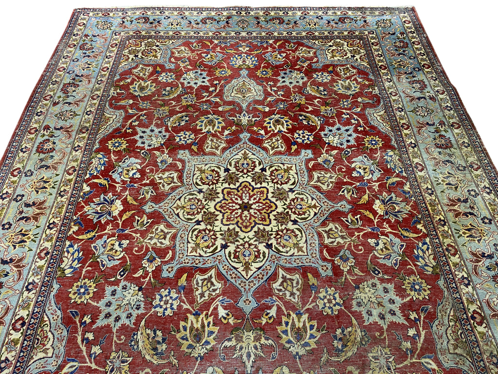 7 x 10 Semi-Antique Persian Tabriz Wool Rug 1970's #F-6397
