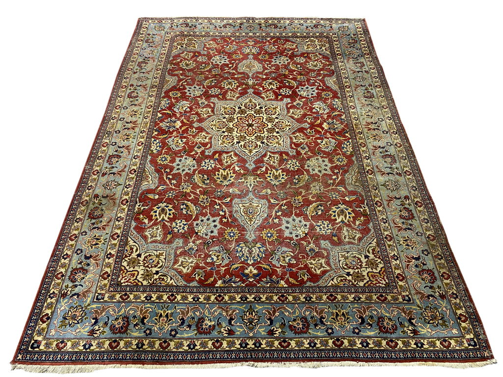 7 x 10 Semi-Antique Persian Tabriz Wool Rug 1970's #F-6397