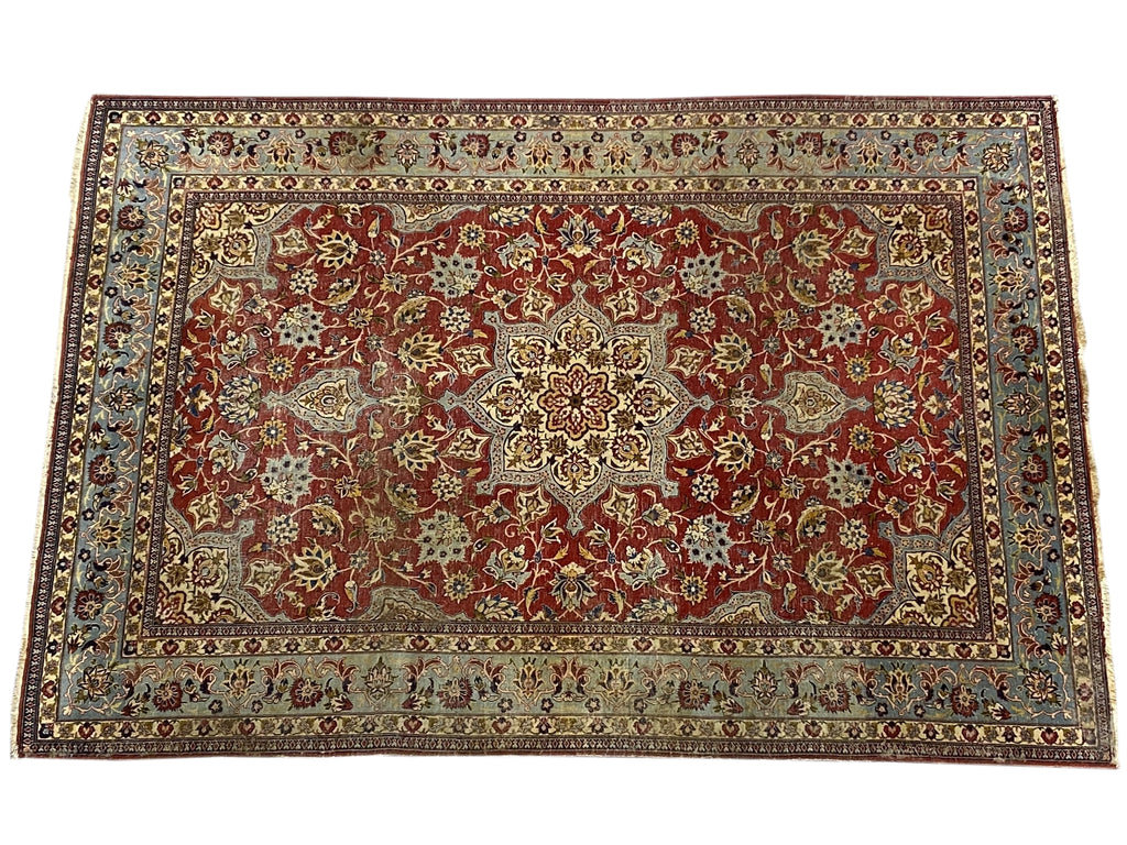 7 x 10 Semi-Antique Persian Tabriz Wool Rug 1970's #F-6397