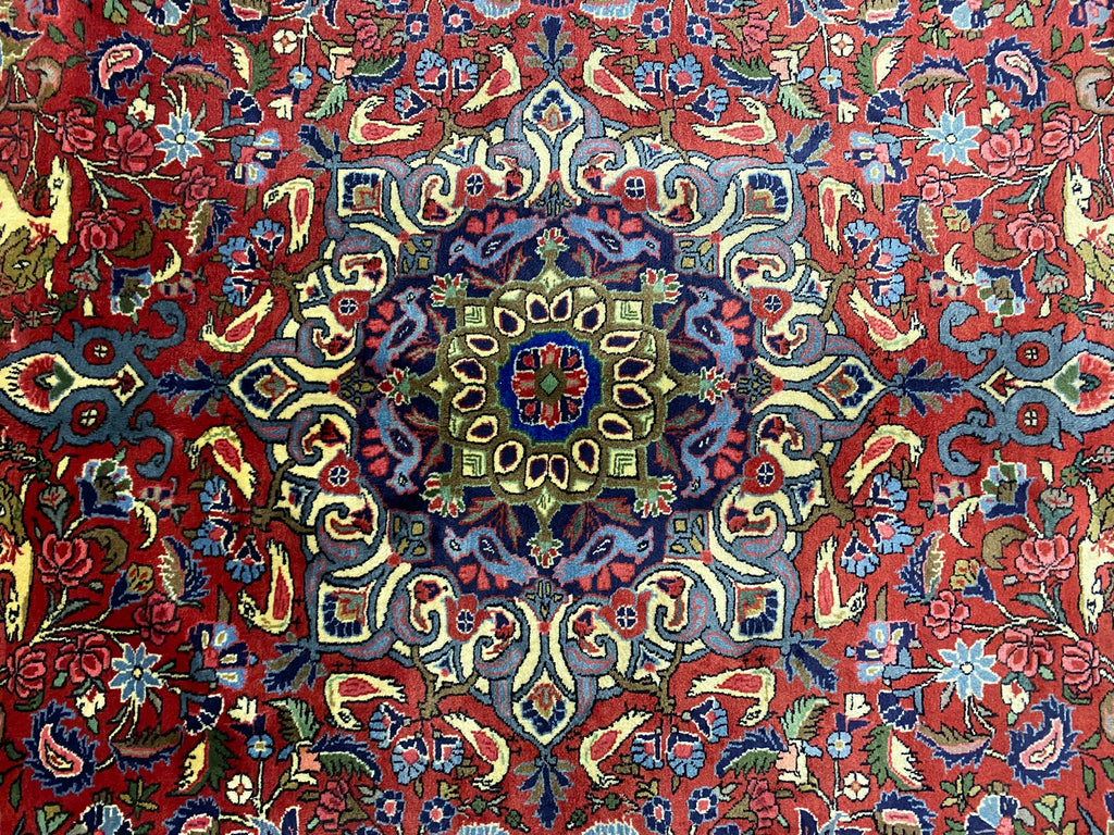 10 x 13.8 Exotic Quality Persian Bijar Rug Animal Hunting Pattern #F-6979