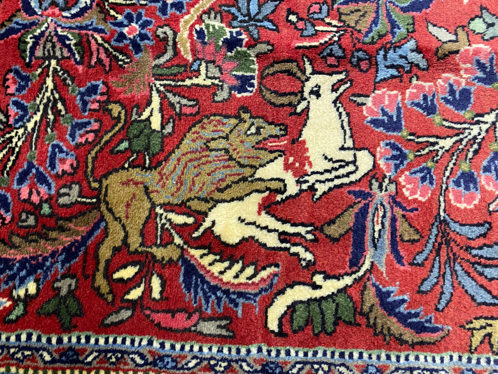 10 x 13.8 Exotic Quality Persian Bijar Rug Animal Hunting Pattern #F-6979