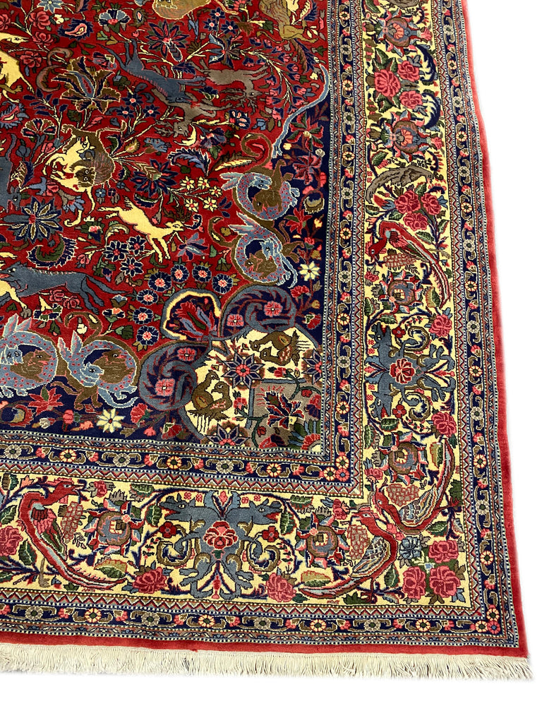 10 x 13.8 Exotic Quality Persian Bijar Rug Animal Hunting Pattern #F-6979