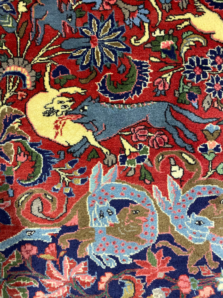 10 x 13.8 Exotic Quality Persian Bijar Rug Animal Hunting Pattern #F-6979