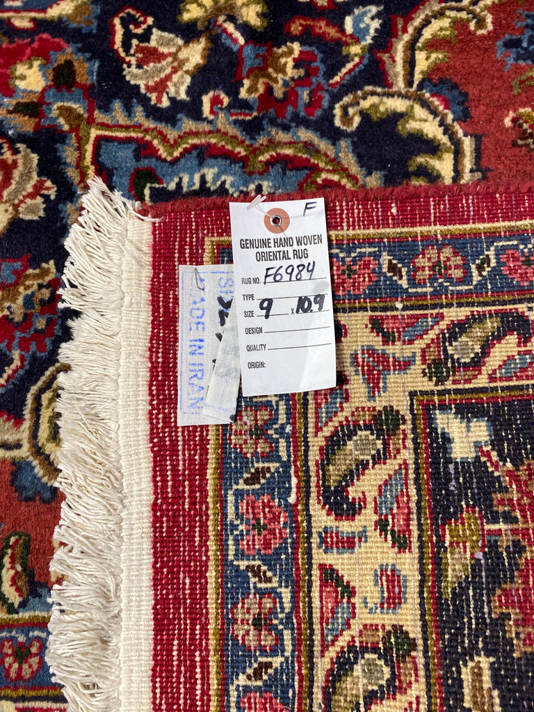 9 x 10.9 Traditional Iran Persian Mashad Rug #F-6984