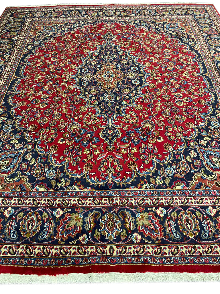 9 x 10.9 Traditional Iran Persian Mashad Rug 