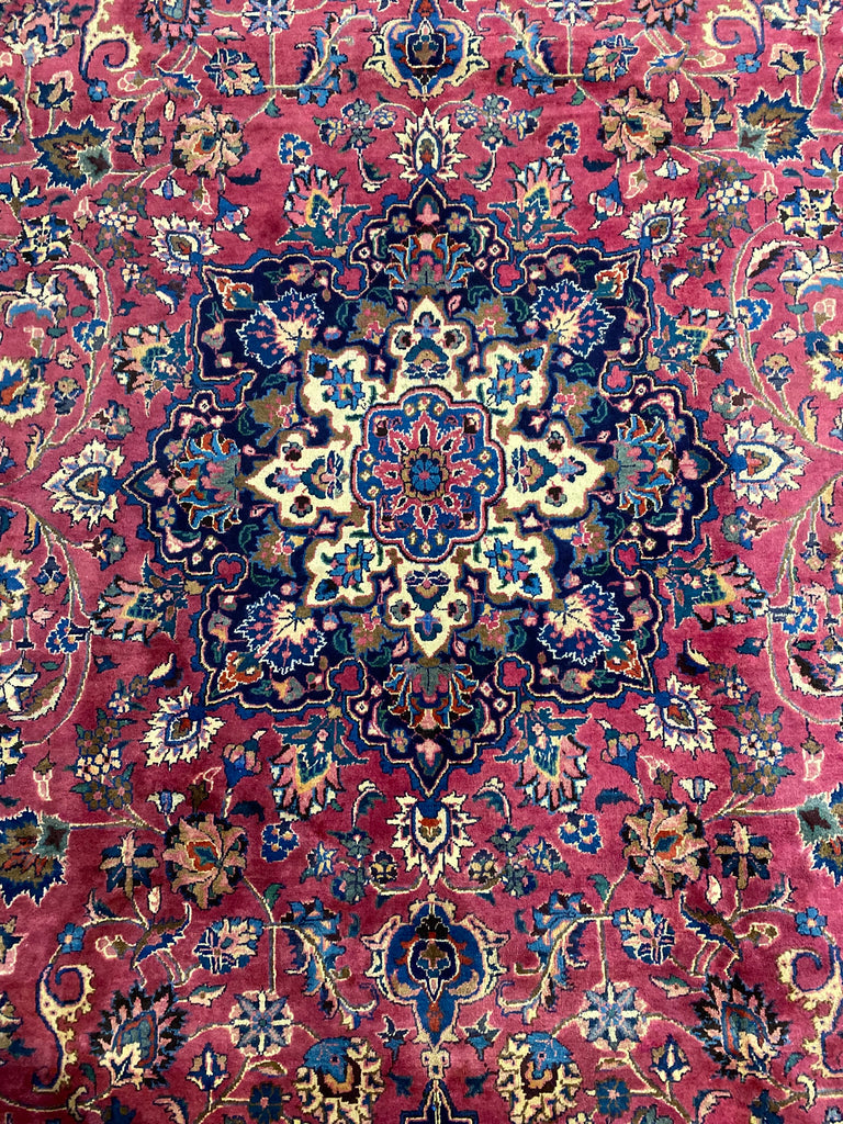 9.3 x 13.4 Signed Persian Pre Owned Mashad Rug 1980's #F-6987