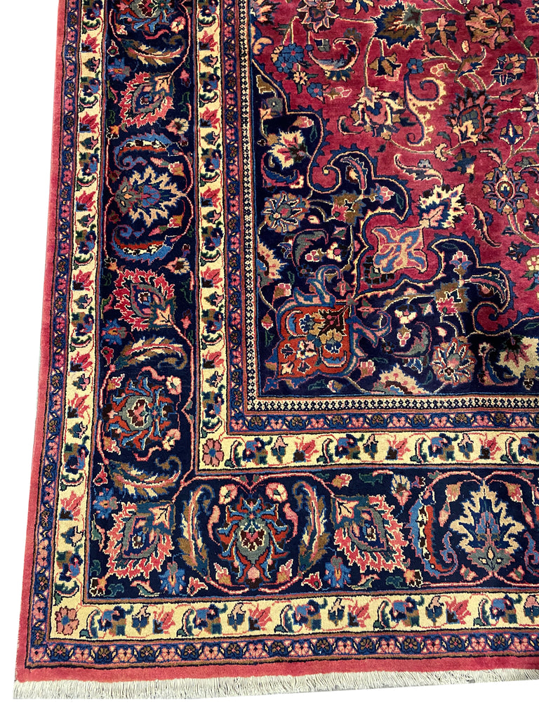 9.3 x 13.4 Signed Persian Pre Owned Mashad Rug 1980's #F-6987
