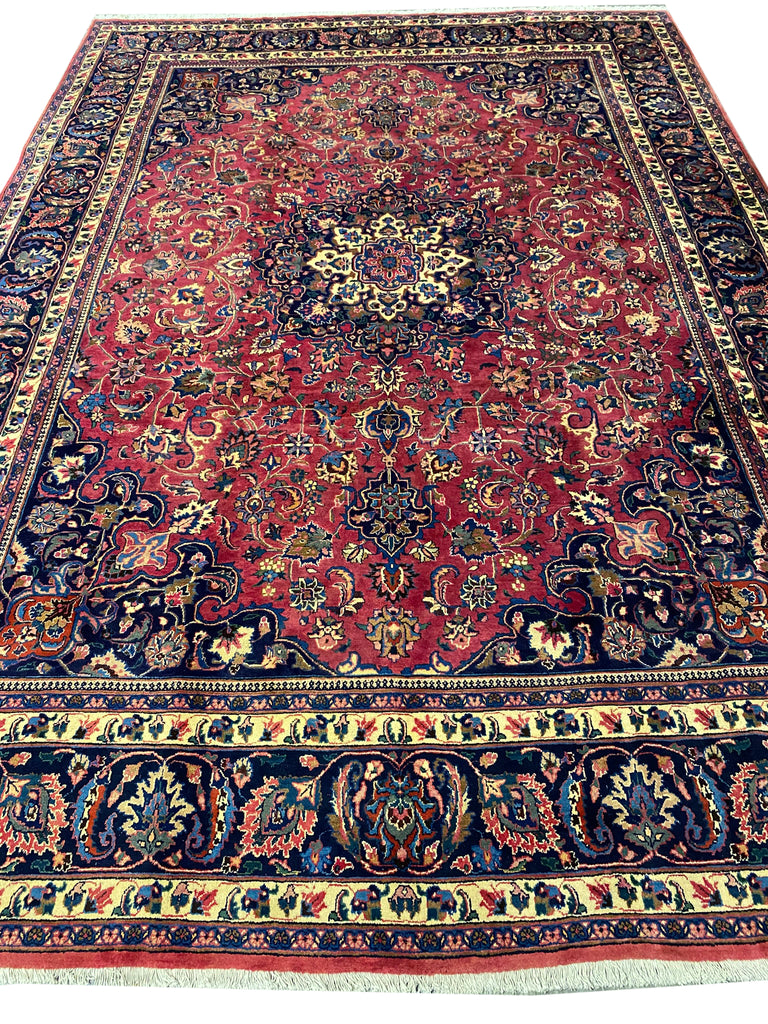 9.3 x 13.4 Signed Persian Pre Owned Mashad Rug 