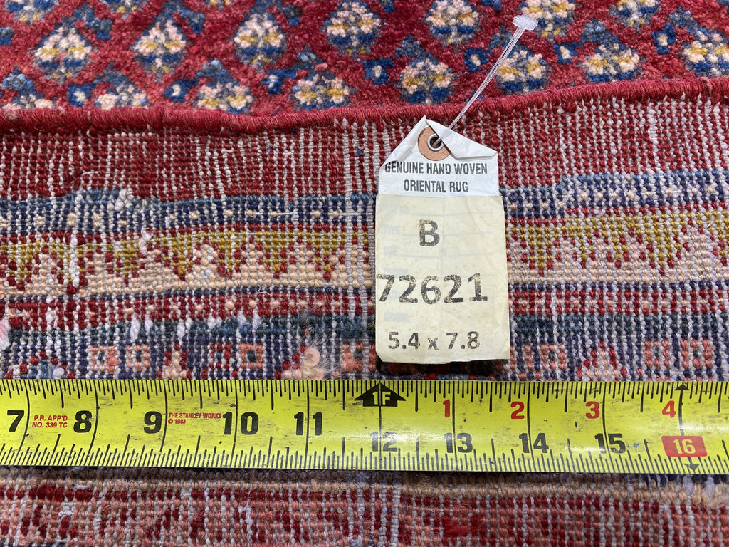 5.4 x 7.8 Red Semi Antique Persian Mir Rug 72621