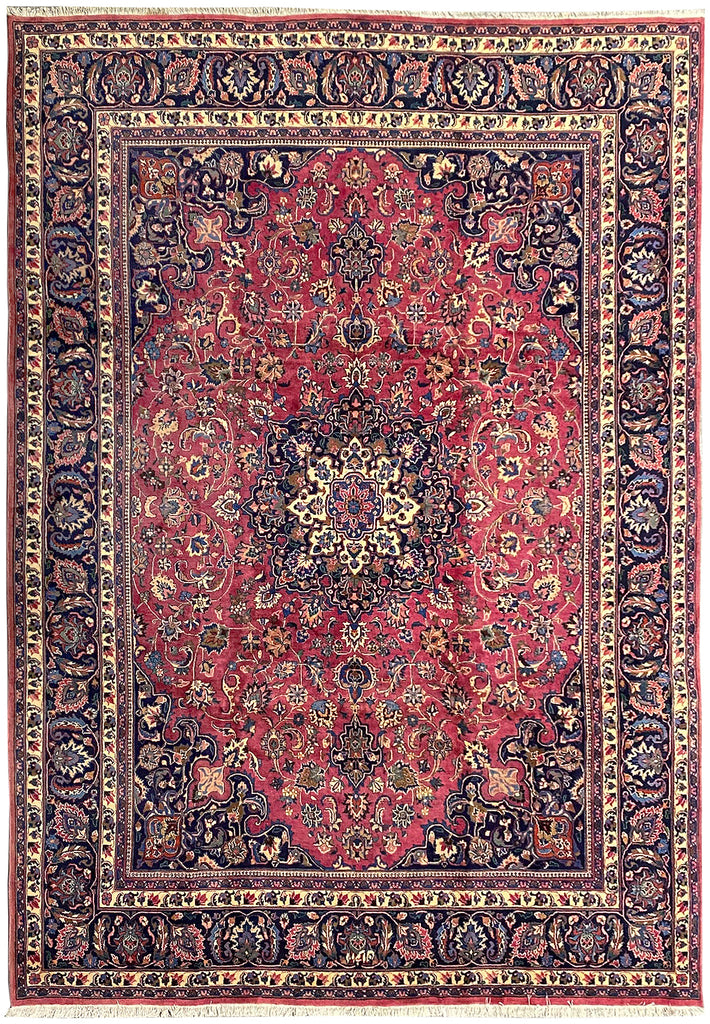 9.3 x 13.4 Signed Persian Pre Owned Mashad Rug 