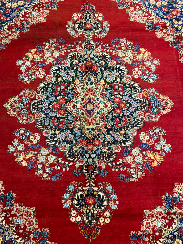 10 x 13 Persian Kerman Rug 1980's Open Field #F-6988