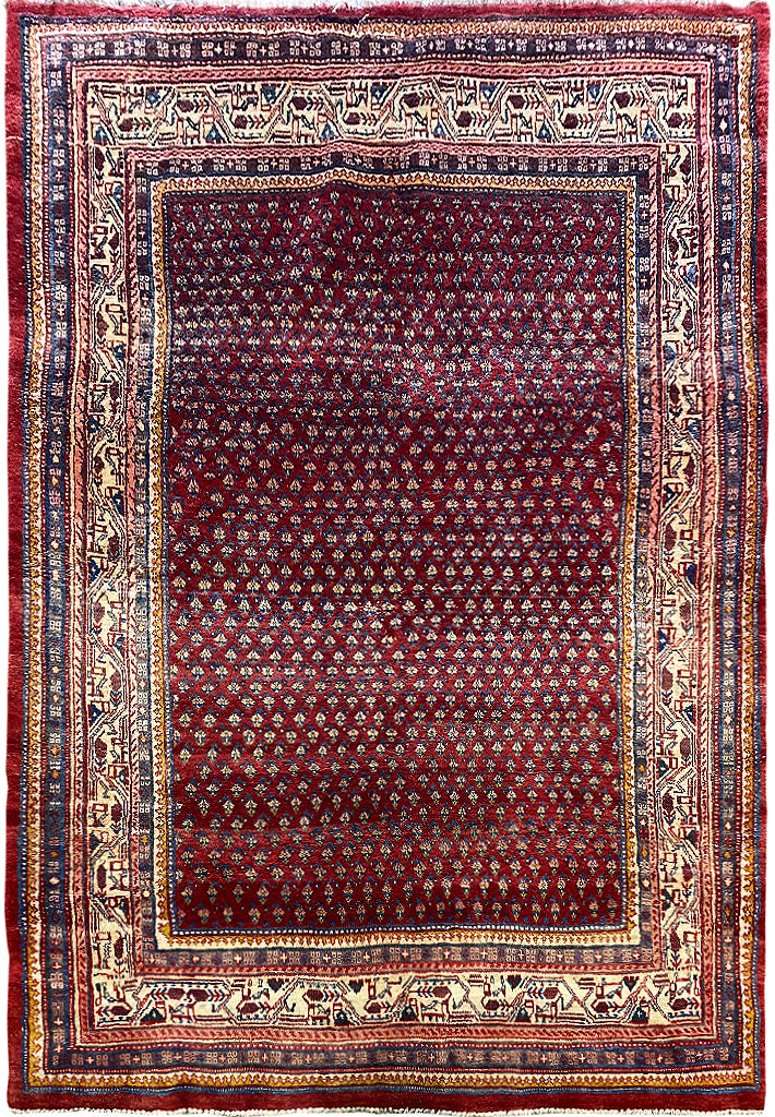 5.4 x 7.8 Red Semi Antique Persian Mir Rug 72621