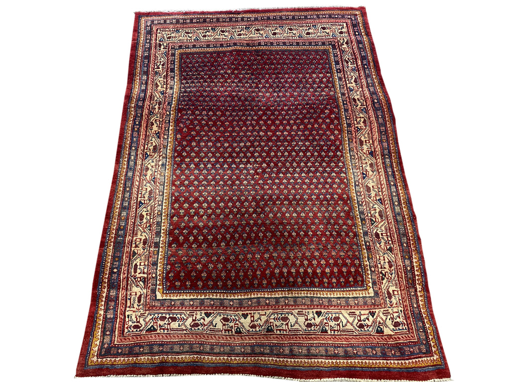 5.4 x 7.8 Red Semi Antique Persian Mir Rug 72621