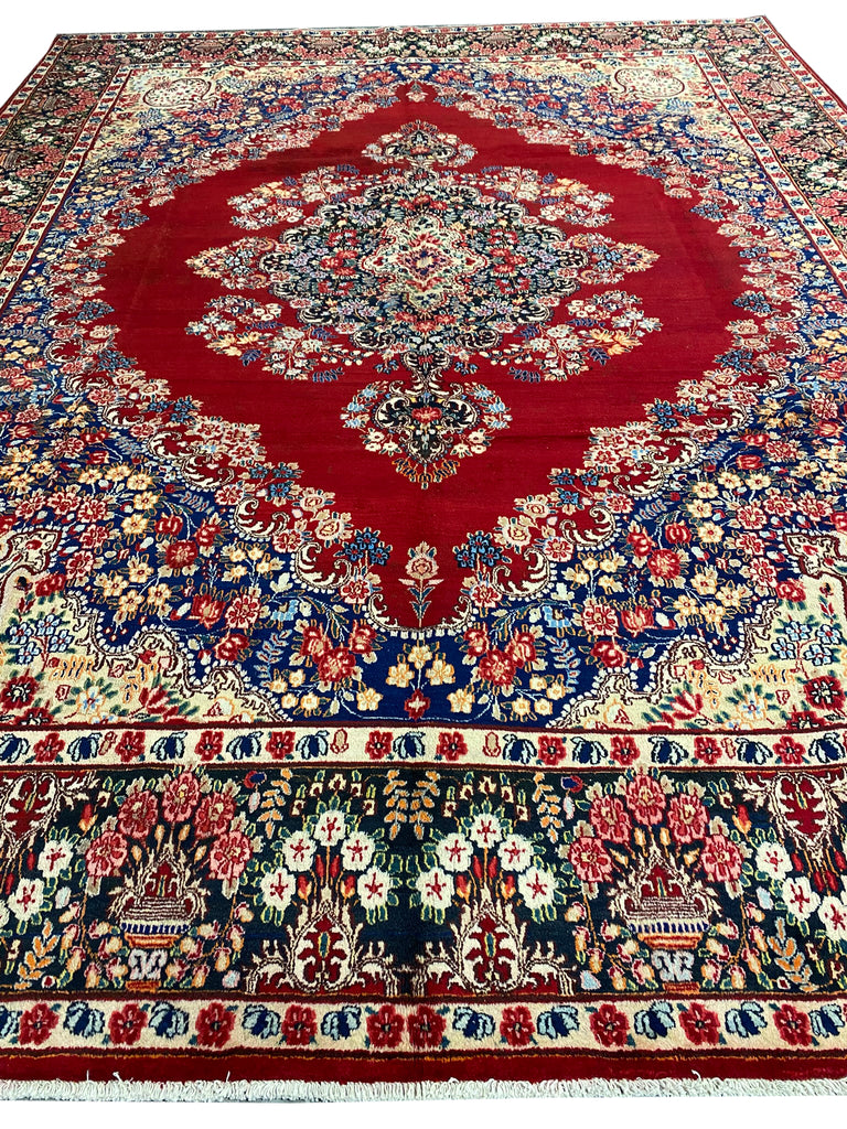 10 x 13 Persian Kerman Rug 1980's Open Field #F-6988