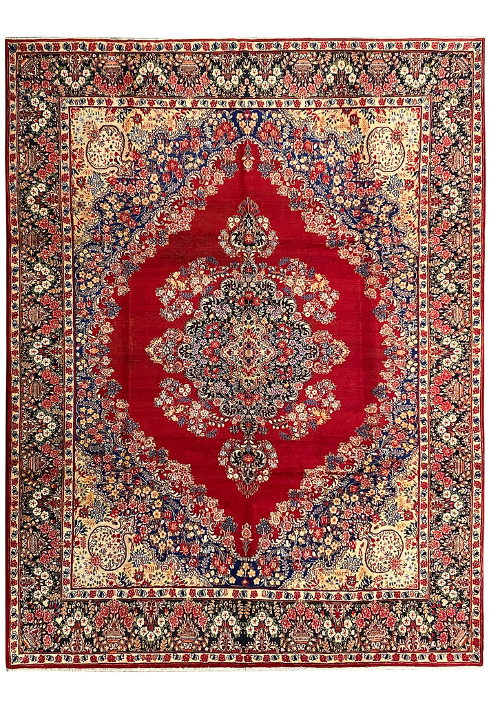 10 x 13 Persian Kerman Rug 1980's Open Field