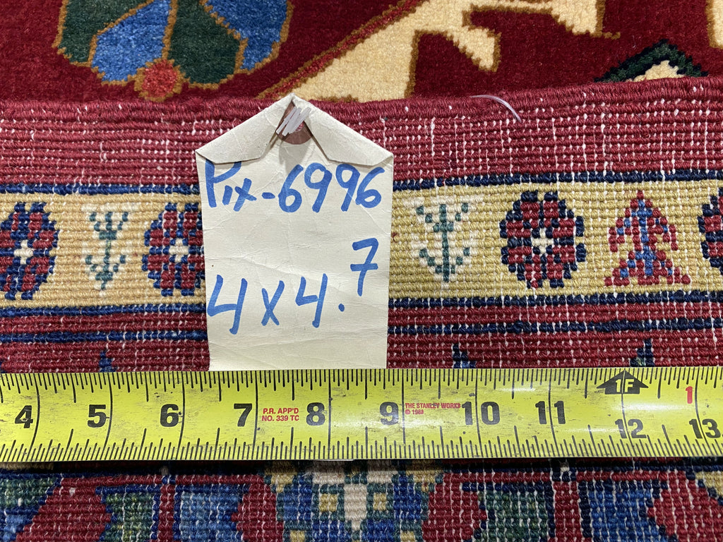 4 x 4.7 Handmade Square Kazak Rug #PIX-6996