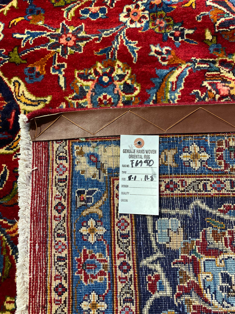 8 x 11.8 Genuine Persian Kashan Rug Classic Red Blue Traditional #F-6990