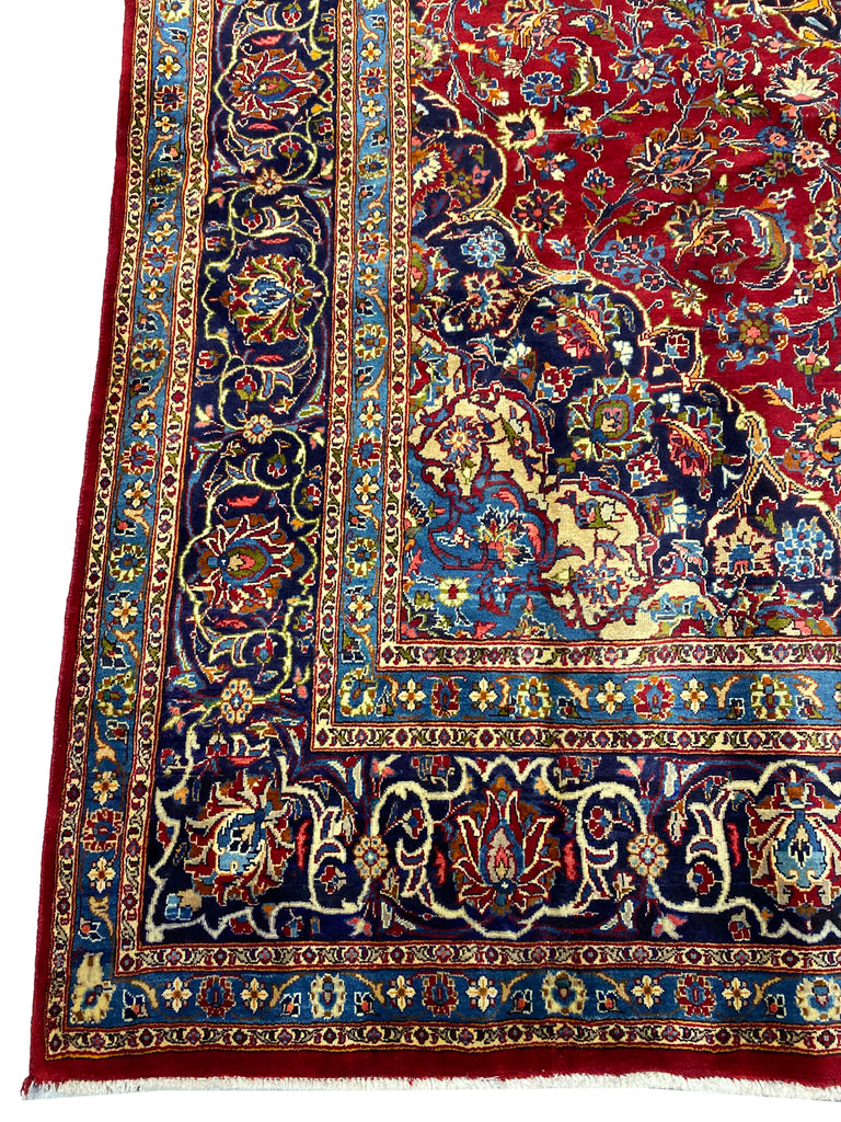 8 x 11.8 Genuine Persian Kashan Rug Classic Red Blue Traditional #F-6990