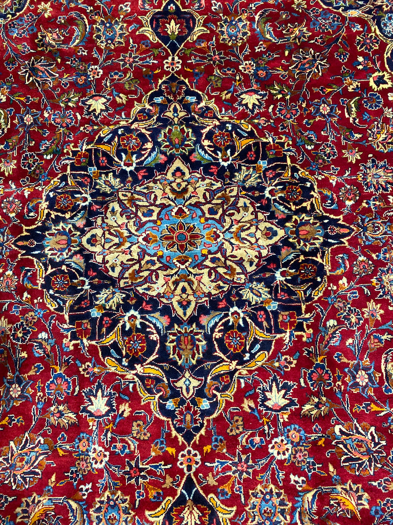 8 x 11.8 Genuine Persian Kashan Rug Classic Red Blue Traditional #F-6990