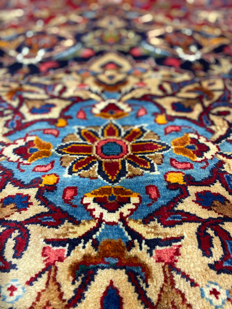 8 x 11.8 Genuine Persian Kashan Rug Classic Red Blue Traditional #F-6990